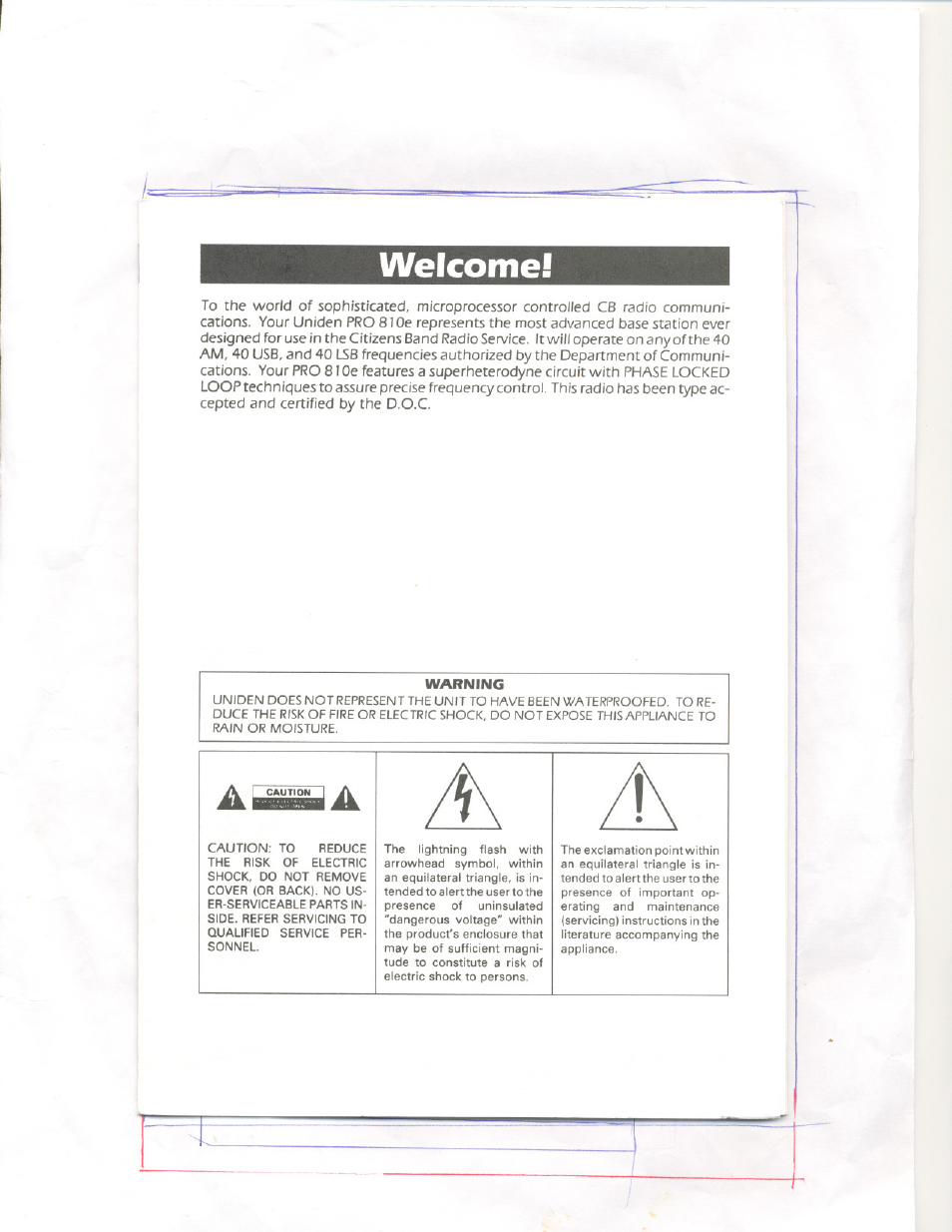 Welcome | Uniden 810e User Manual | Page 2 / 10