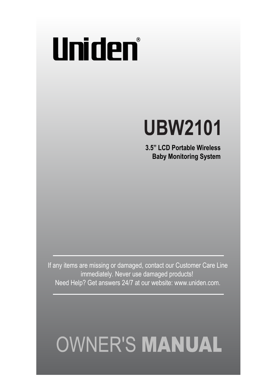 Uniden UBW2101 User Manual | 22 pages