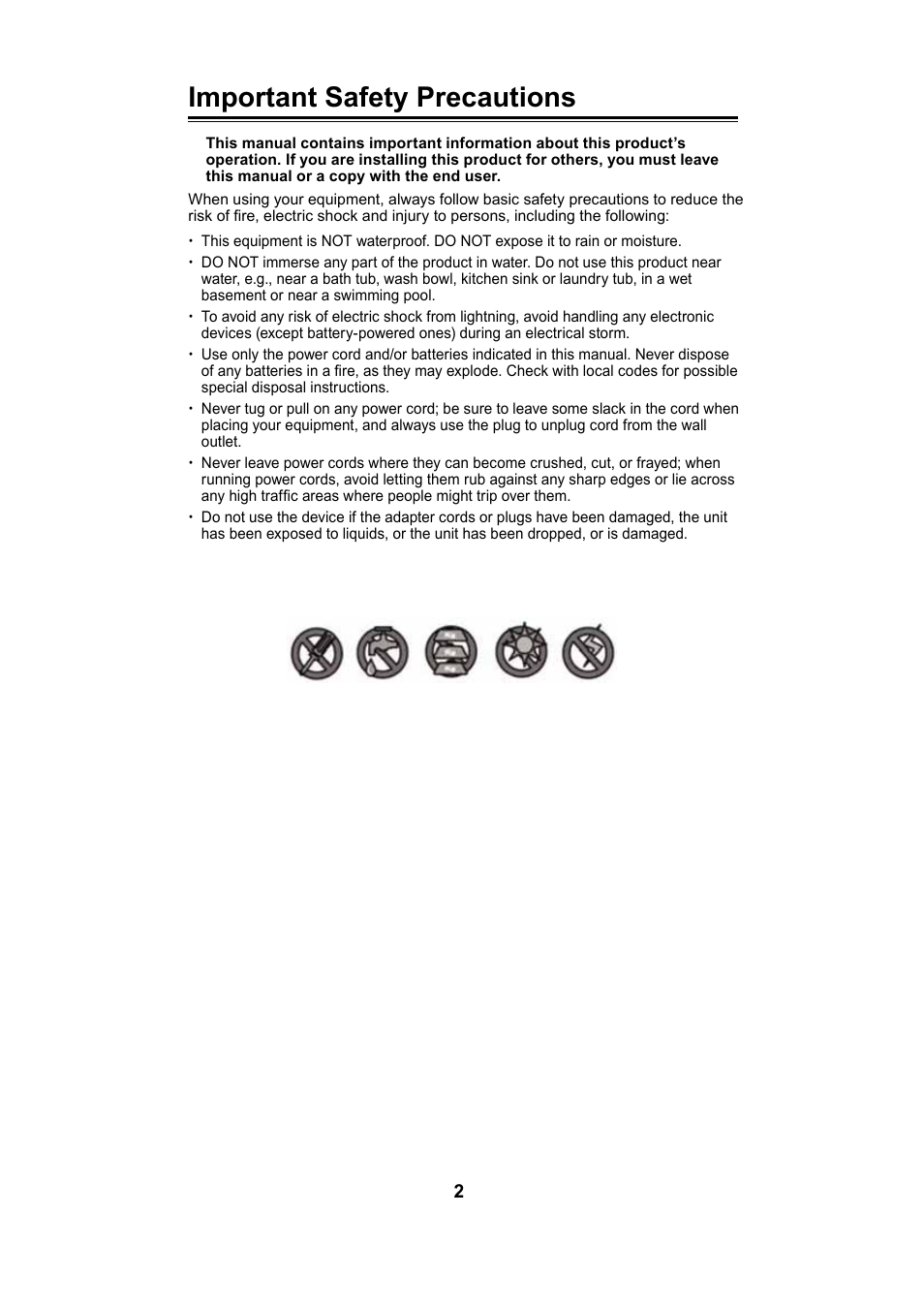 Important safety precautions | Uniden UBW2101 User Manual | Page 2 / 22