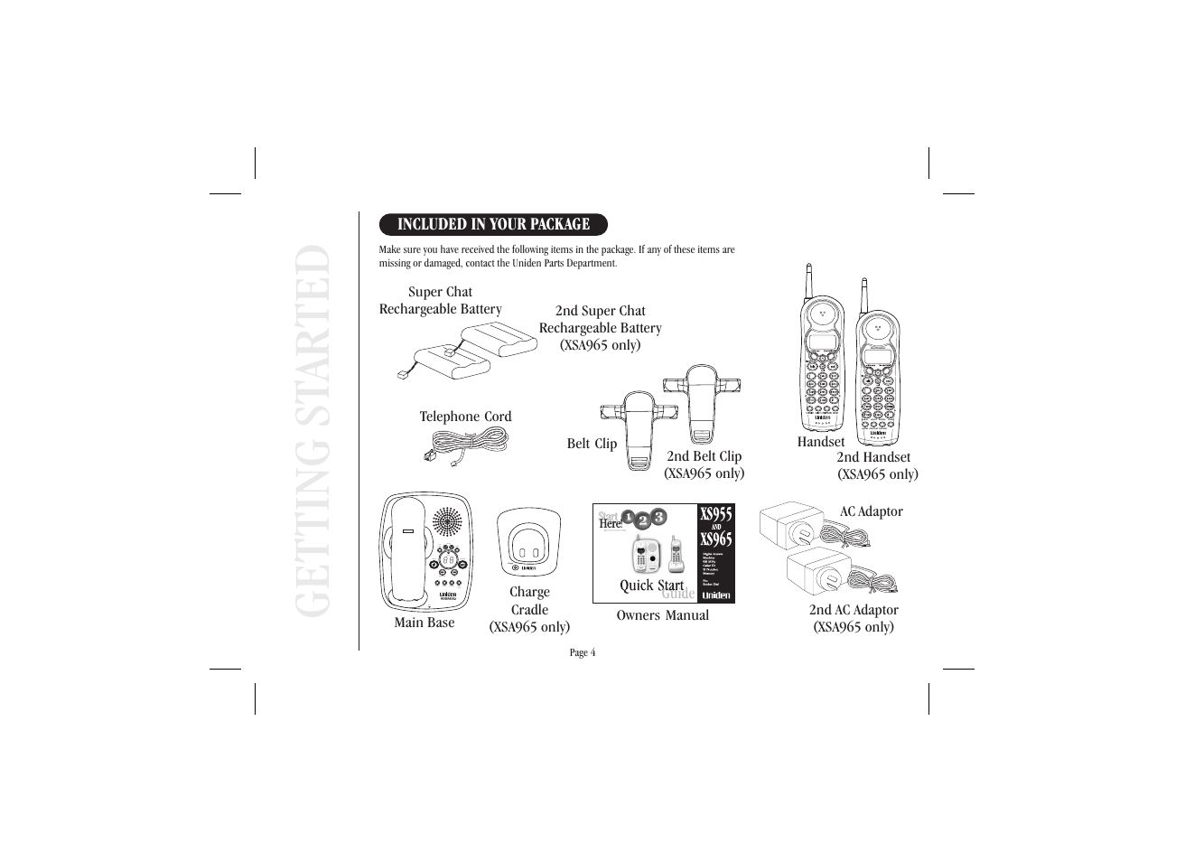 Get ting st ar ted | Uniden XSA965 User Manual | Page 12 / 44