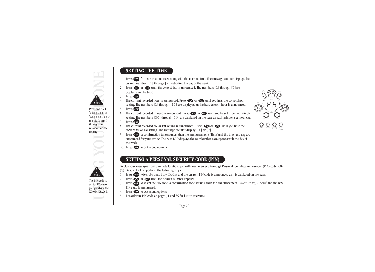 Using your phone | Uniden XSA965 User Manual | Page 28 / 44