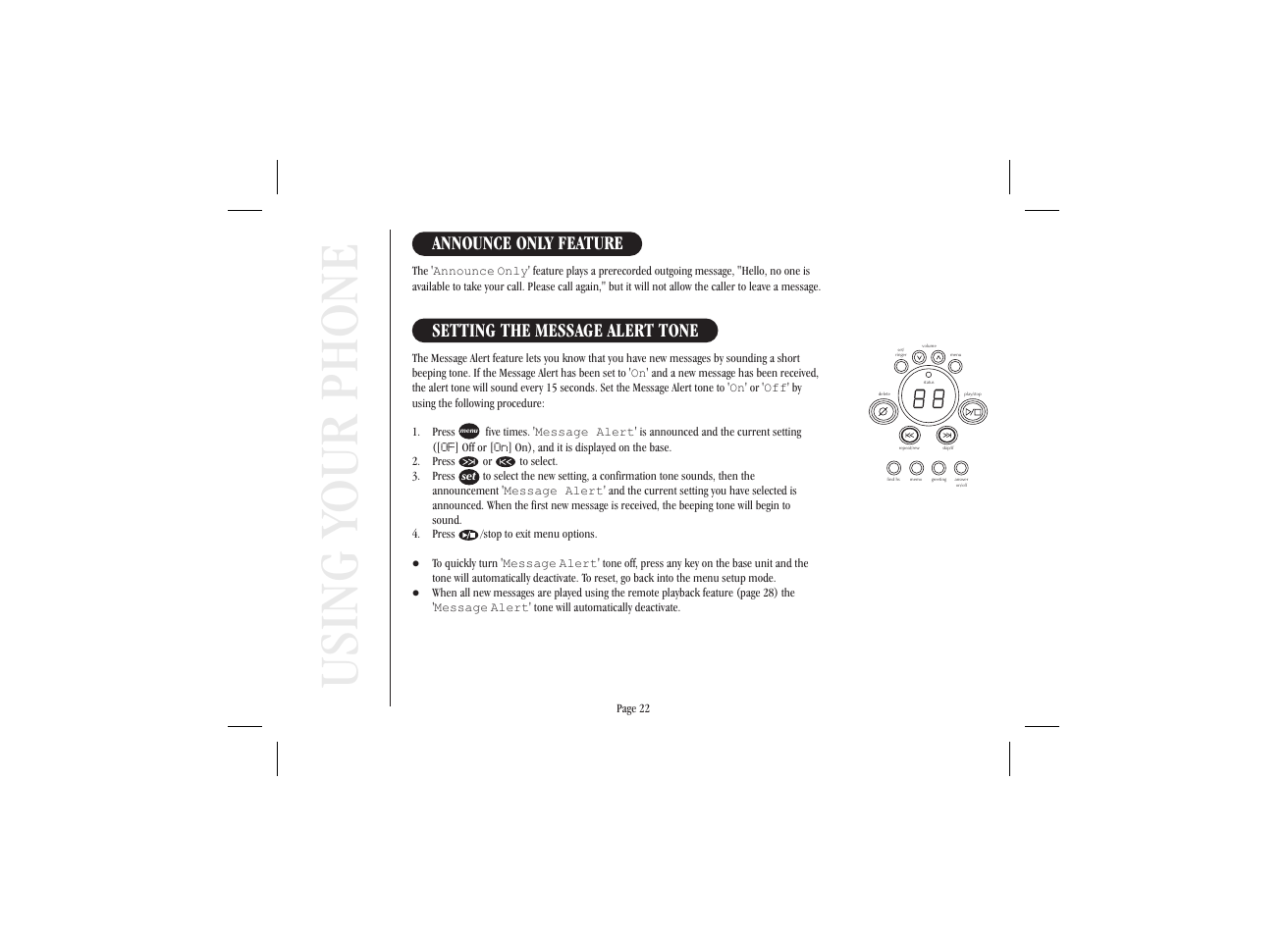 Using your phone | Uniden XSA965 User Manual | Page 30 / 44