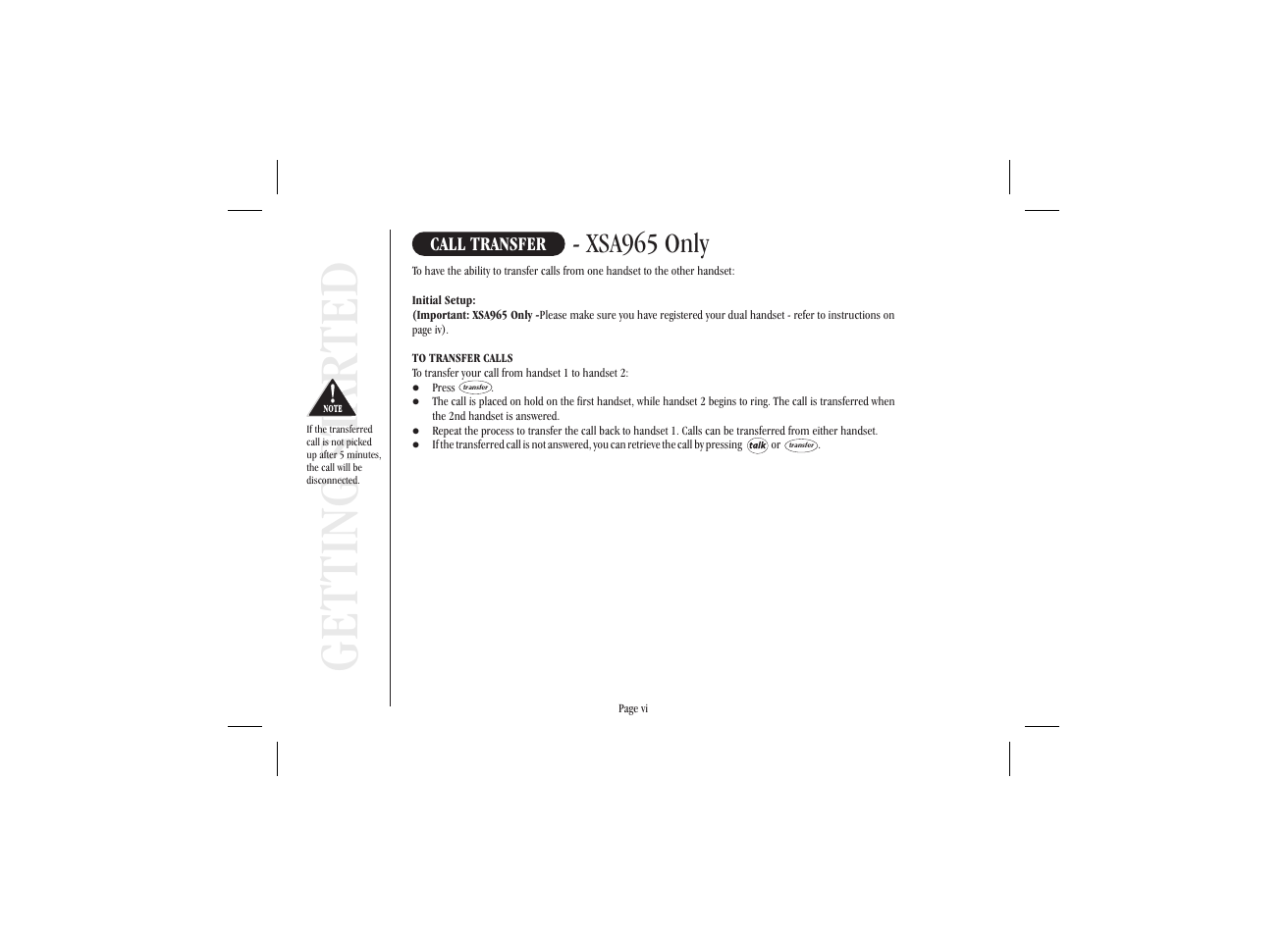 Get ting st ar ted, Xsa965 only | Uniden XSA965 User Manual | Page 7 / 44