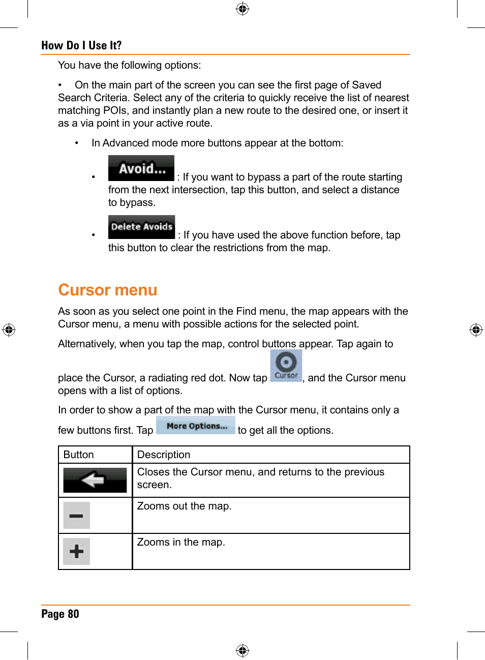 Cursor menu | Uniden TRAX325 User Manual | Page 80 / 120