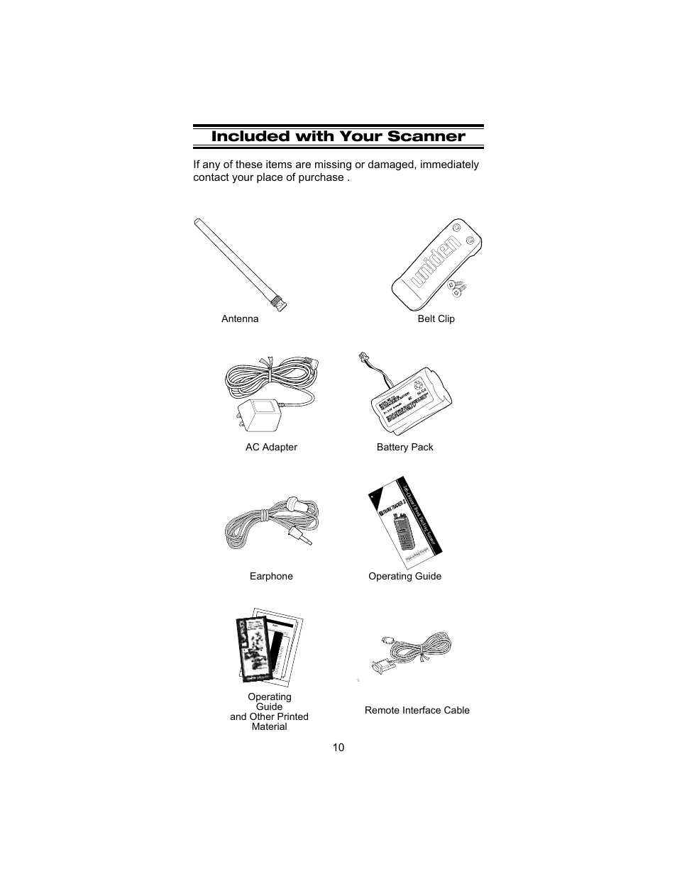 Included with your scanner | Uniden UBC 245XLT User Manual | Page 14 / 90