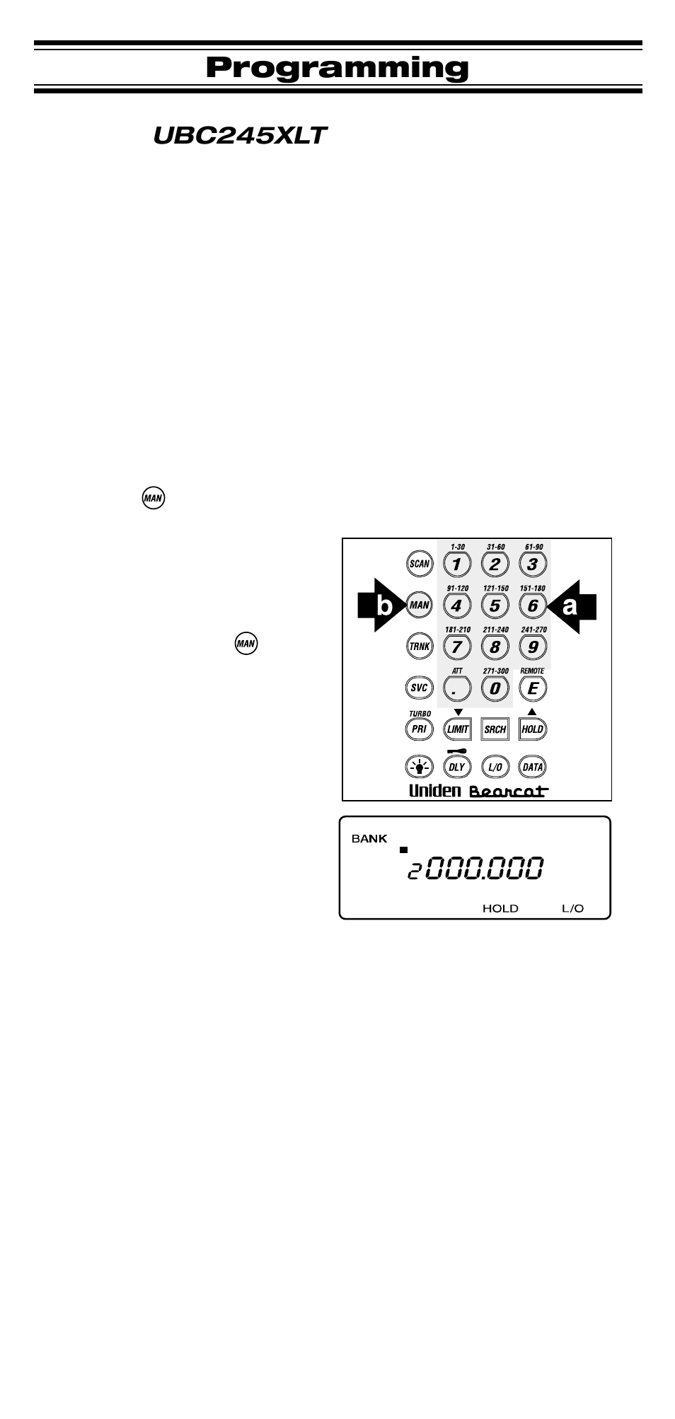 Programming | Uniden UBC 245XLT User Manual | Page 20 / 90