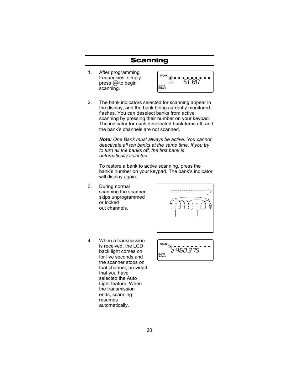 Scanning | Uniden UBC 245XLT User Manual | Page 24 / 90