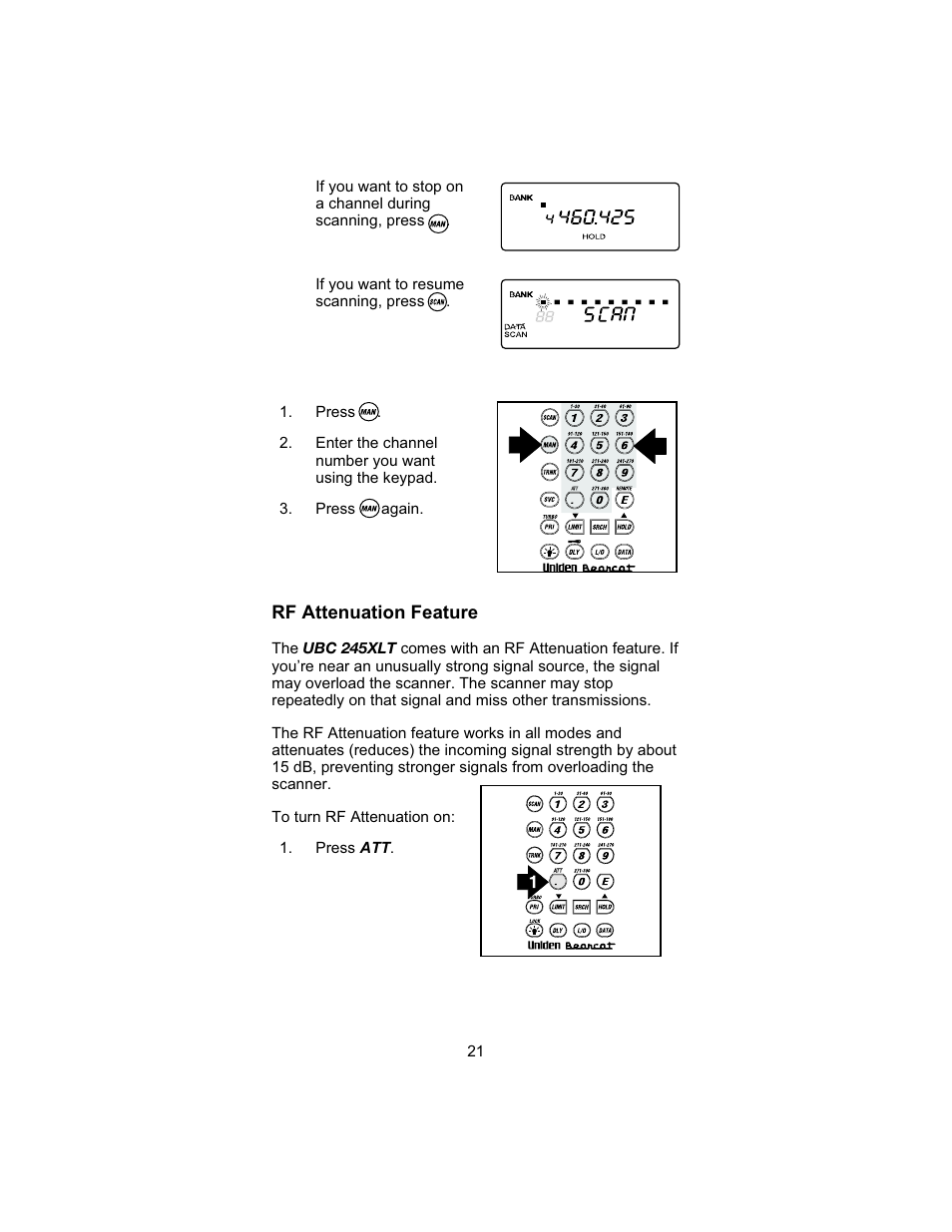 Rf attenuation feature | Uniden UBC 245XLT User Manual | Page 25 / 90