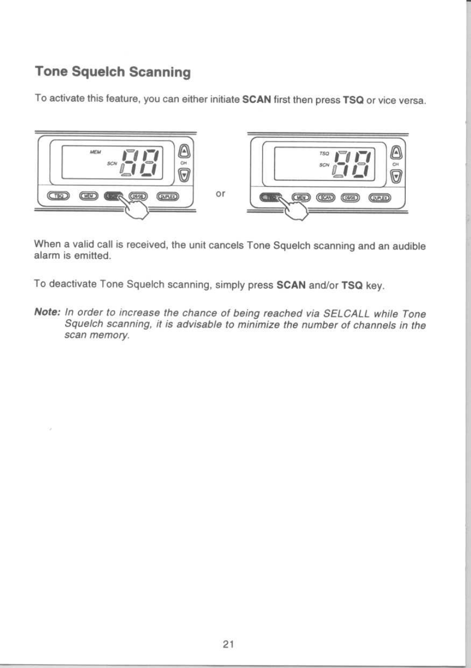 Tone squelch scanning | Uniden UH-088 User Manual | Page 22 / 32