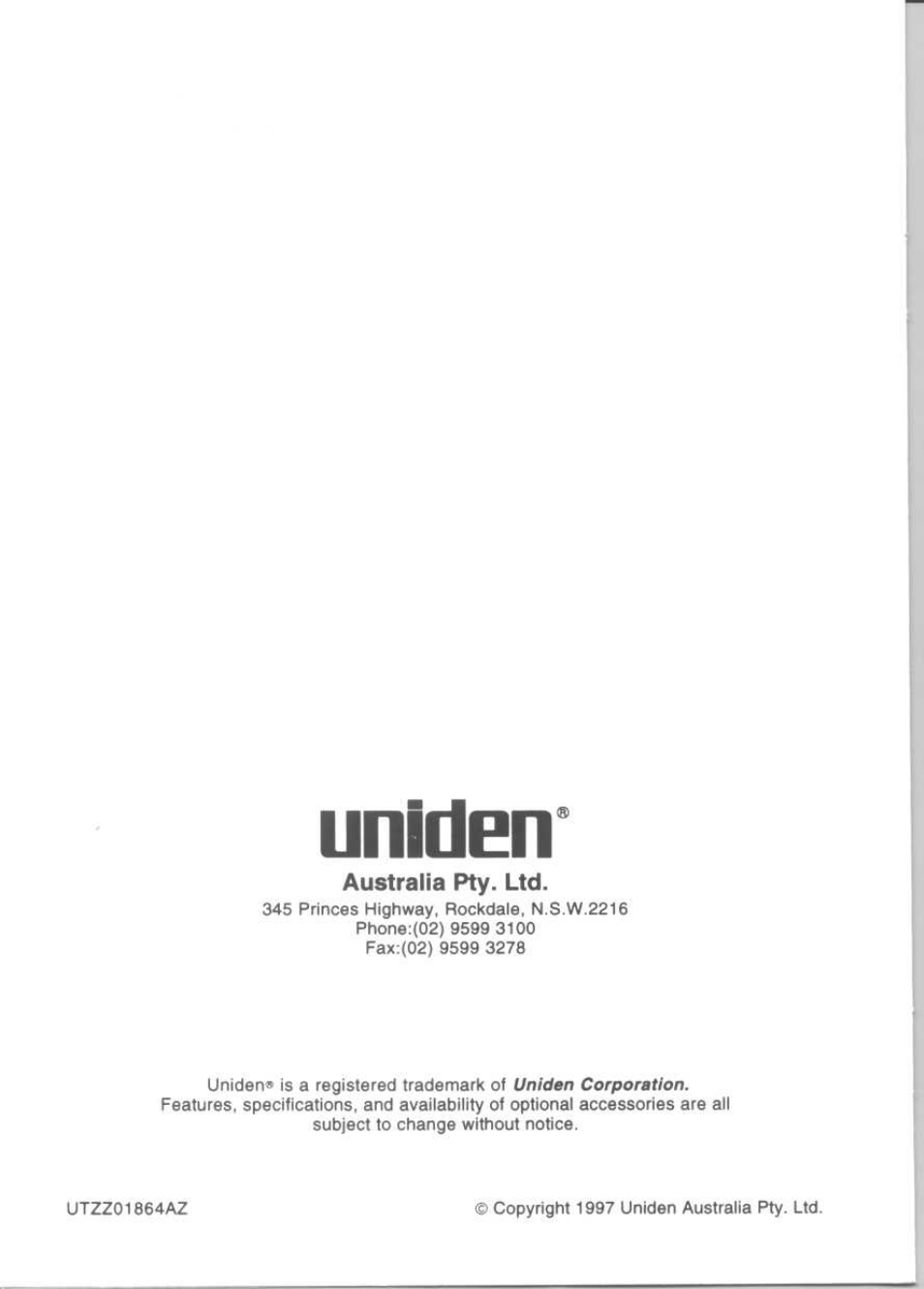 Uniden | Uniden UH-088 User Manual | Page 32 / 32