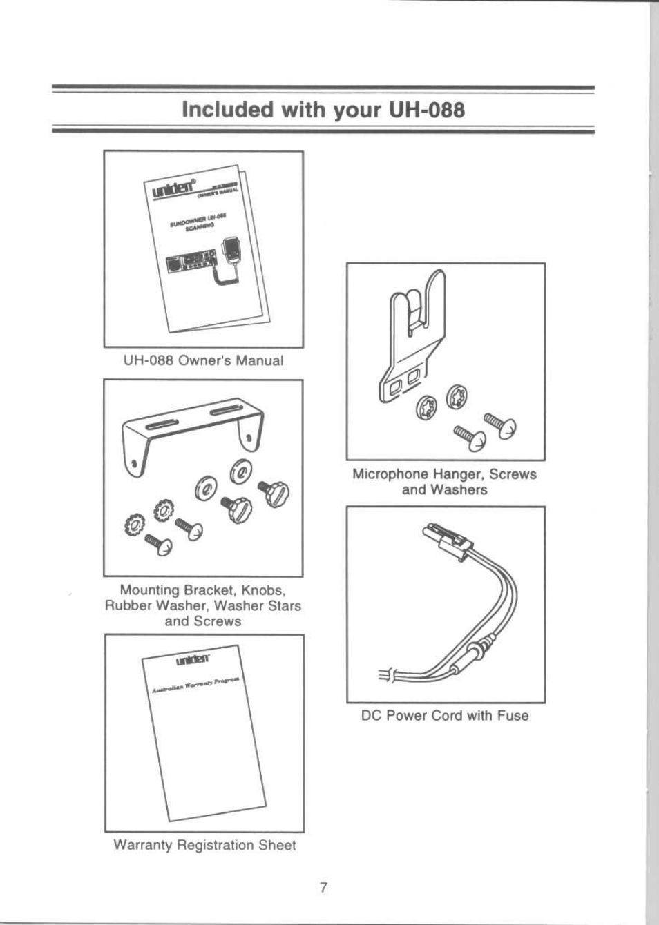 Included with your uh-088 | Uniden UH-088 User Manual | Page 8 / 32