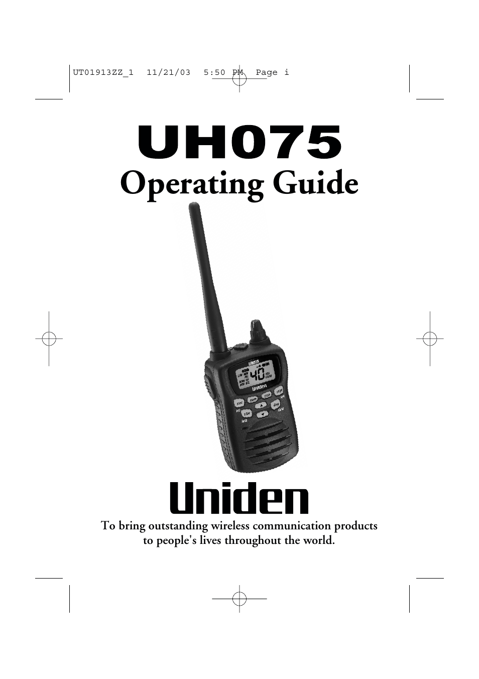 Uniden UH075 User Manual | 30 pages