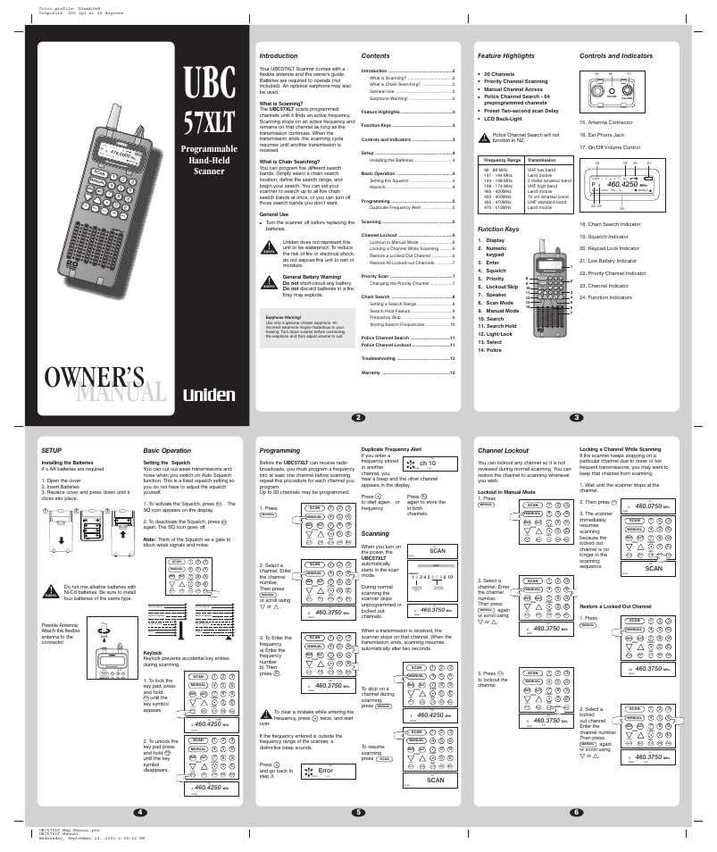 Uniden UBC57XLT User Manual | 2 pages