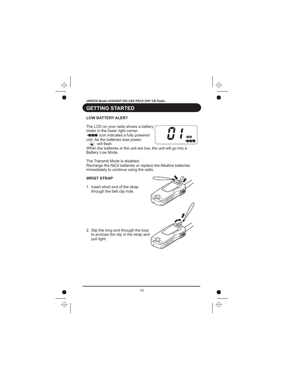 Getting started | Uniden UH044DP User Manual | Page 11 / 24