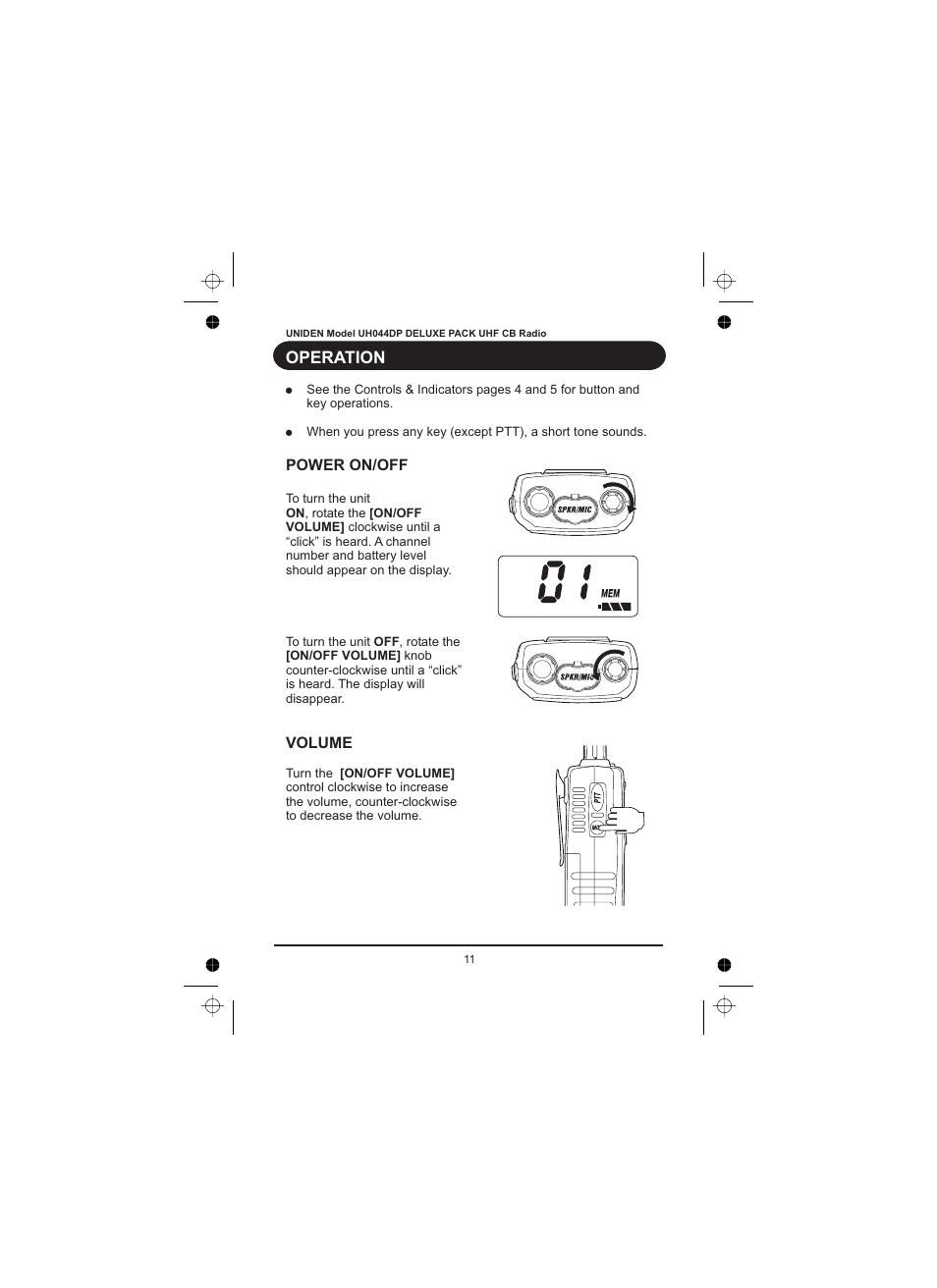 Operation | Uniden UH044DP User Manual | Page 12 / 24