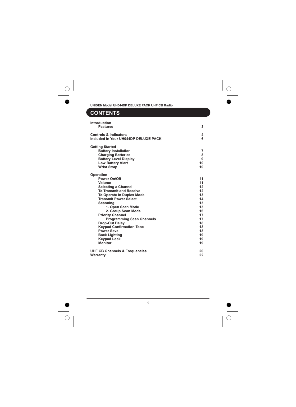 Uniden UH044DP User Manual | Page 3 / 24