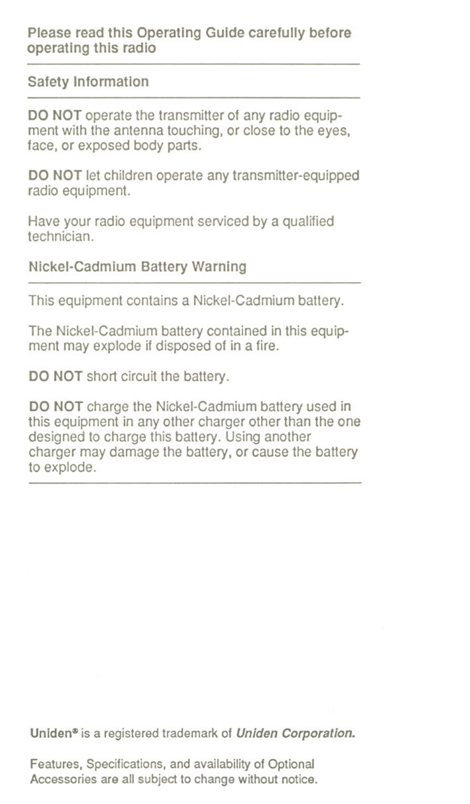 Uniden UH-056 User Manual | Page 2 / 24