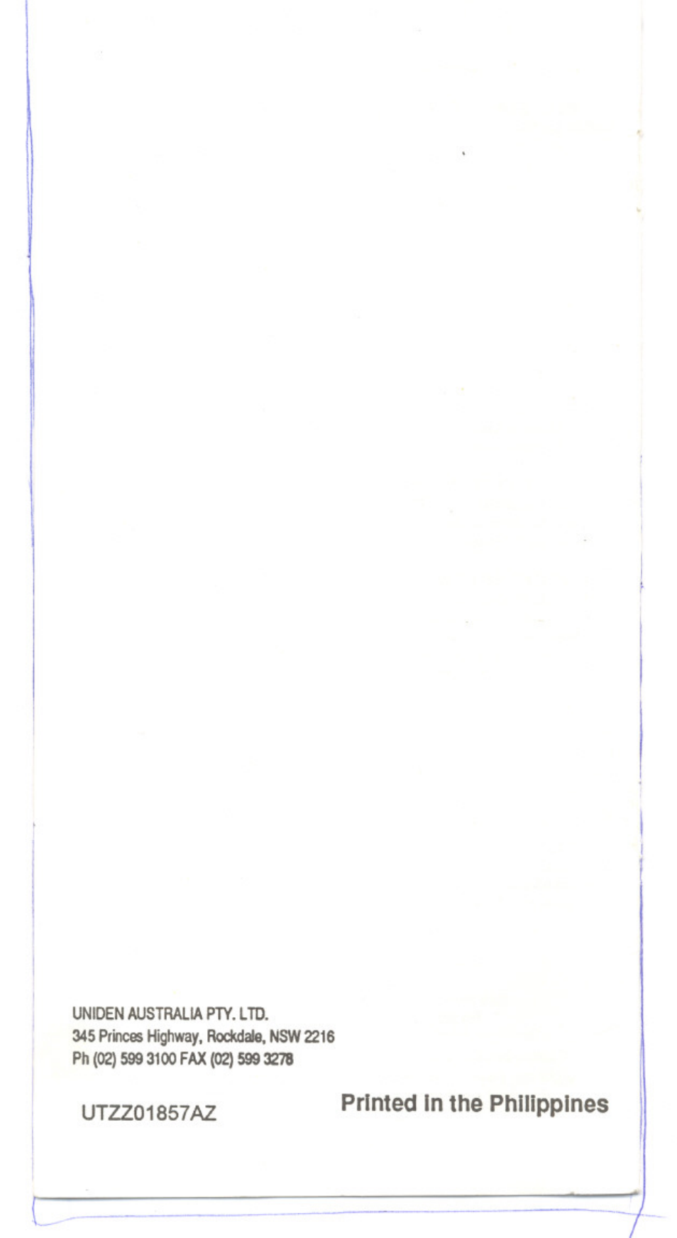 Printed in the philippines | Uniden UH-056 User Manual | Page 24 / 24