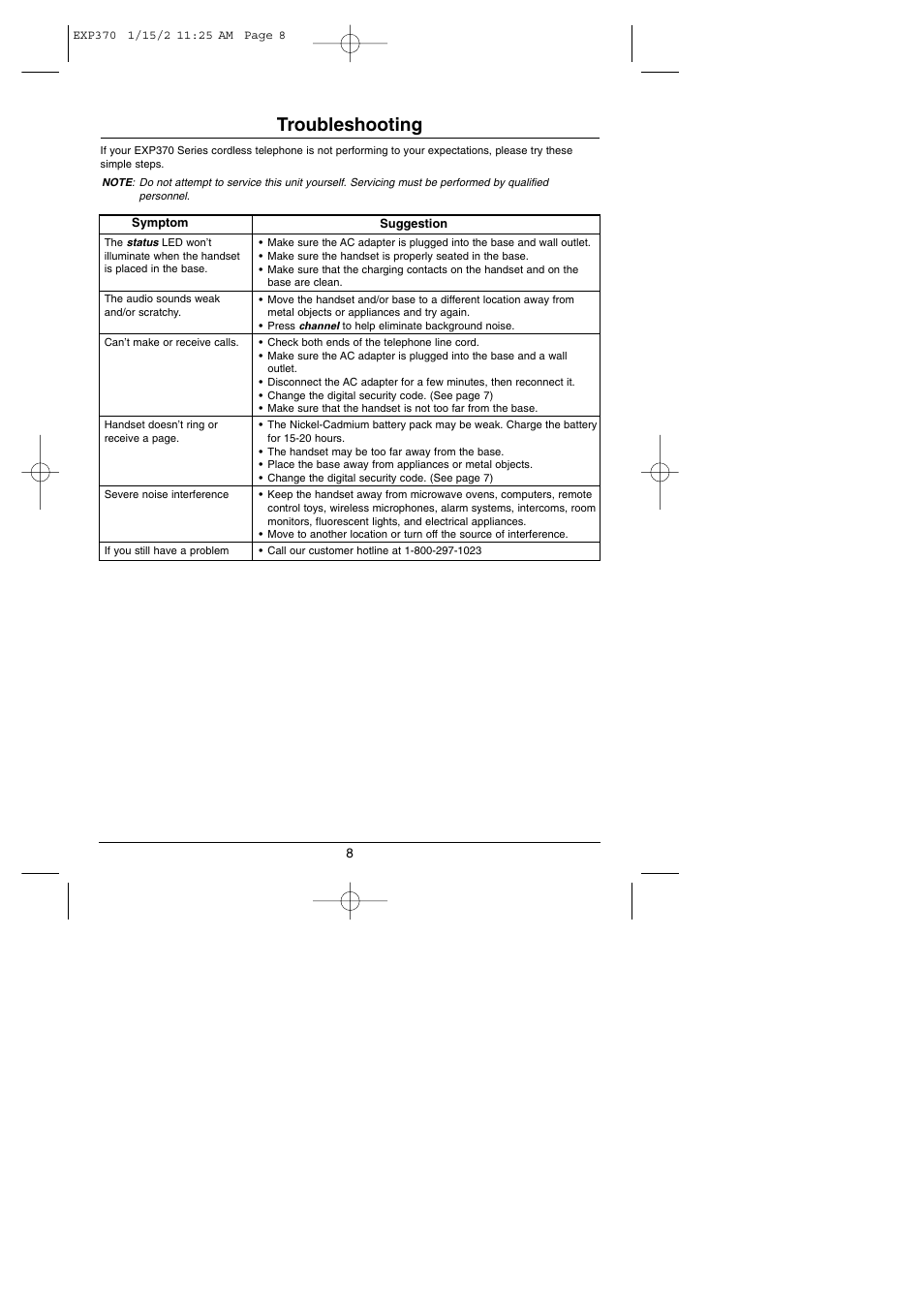 Troubleshooting | Uniden 900 MHz User Manual | Page 9 / 12