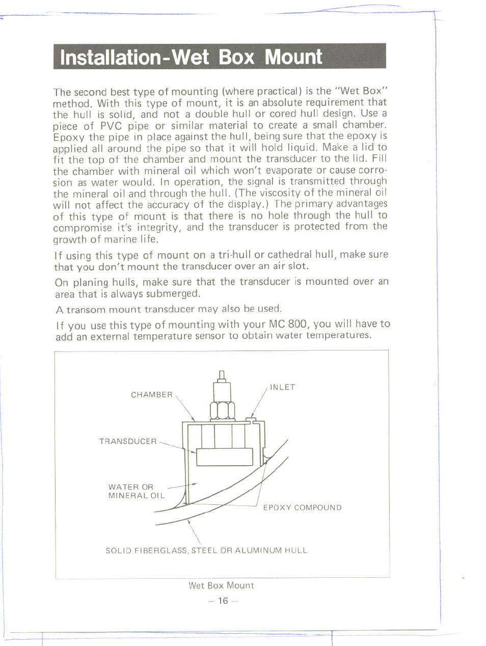 Installation-wet box mount | Uniden MC 800 User Manual | Page 19 / 42