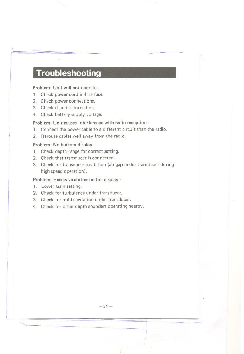 Troubleshooting | Uniden MC 800 User Manual | Page 37 / 42