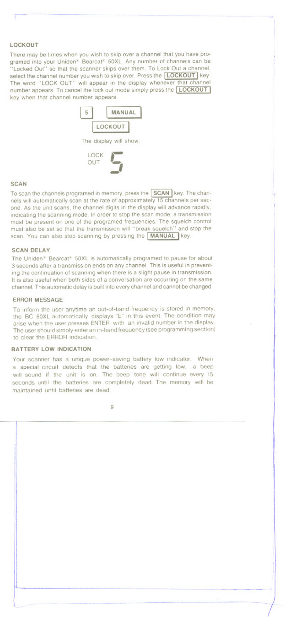Uniden BC 50XL User Manual | Page 9 / 16