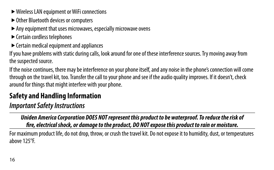 Uniden BTSC1500 User Manual | Page 16 / 20