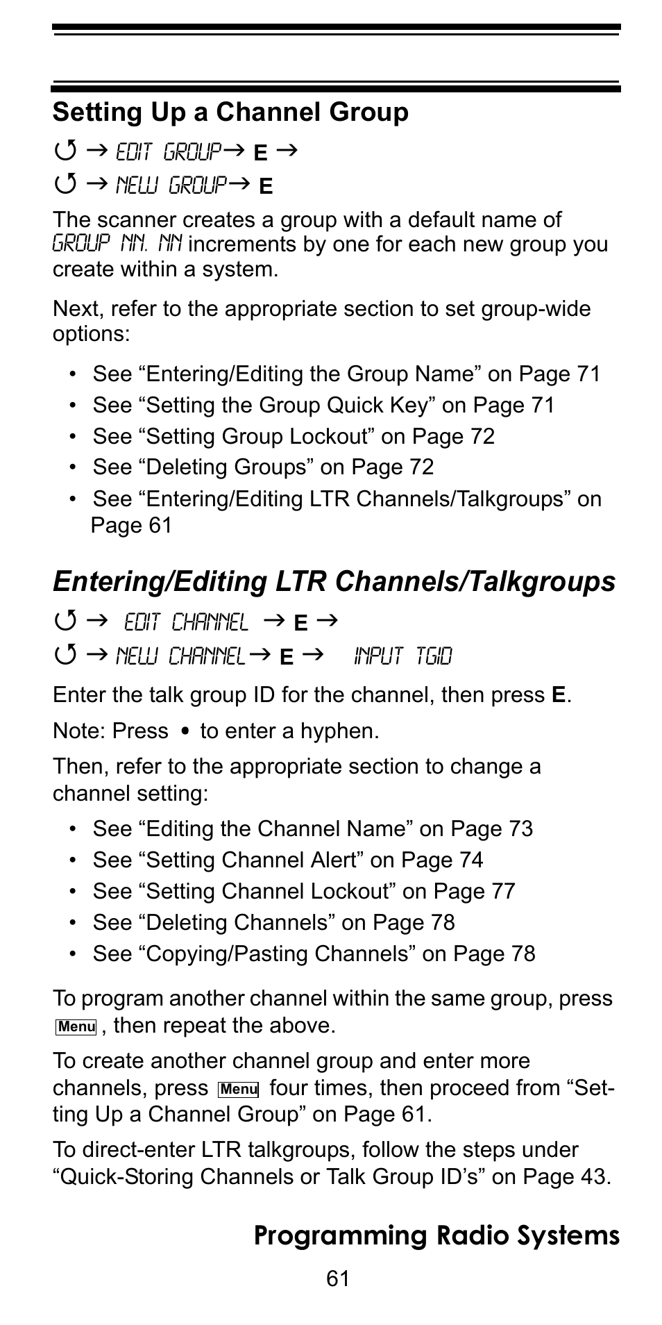 Entering/editing ltr channels/talkgroups | Uniden BC246T User Manual | Page 61 / 128