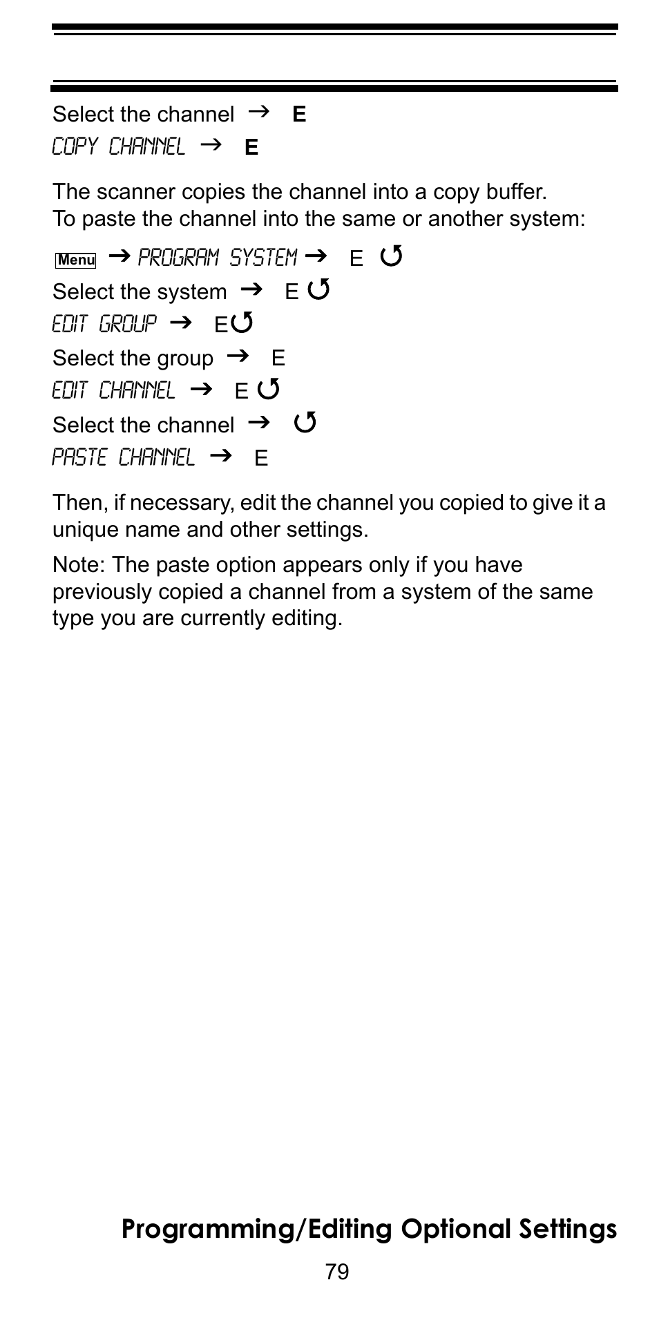 Programming/editing optional settings | Uniden BC246T User Manual | Page 79 / 128