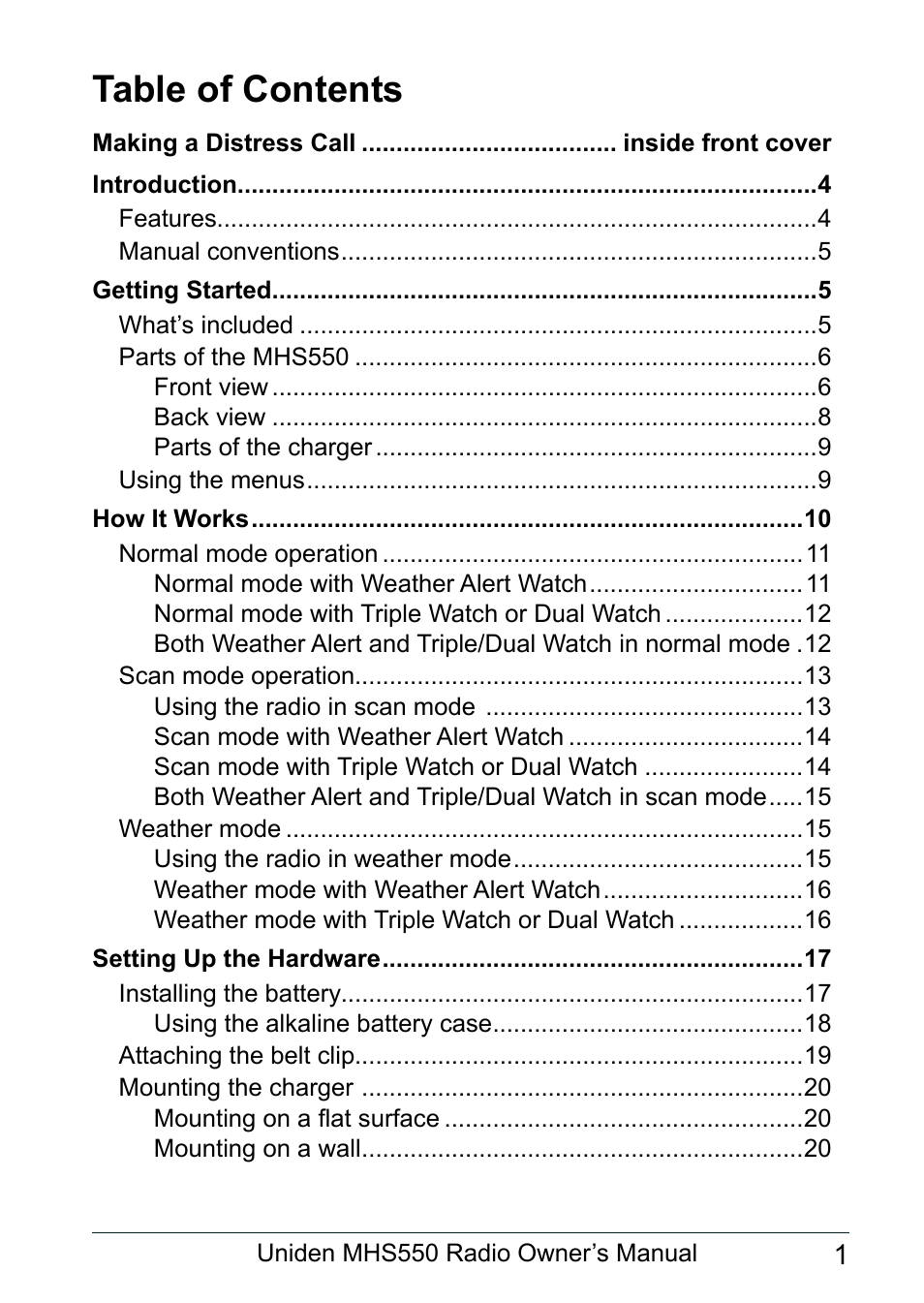 Uniden MHS550 User Manual | Page 3 / 56