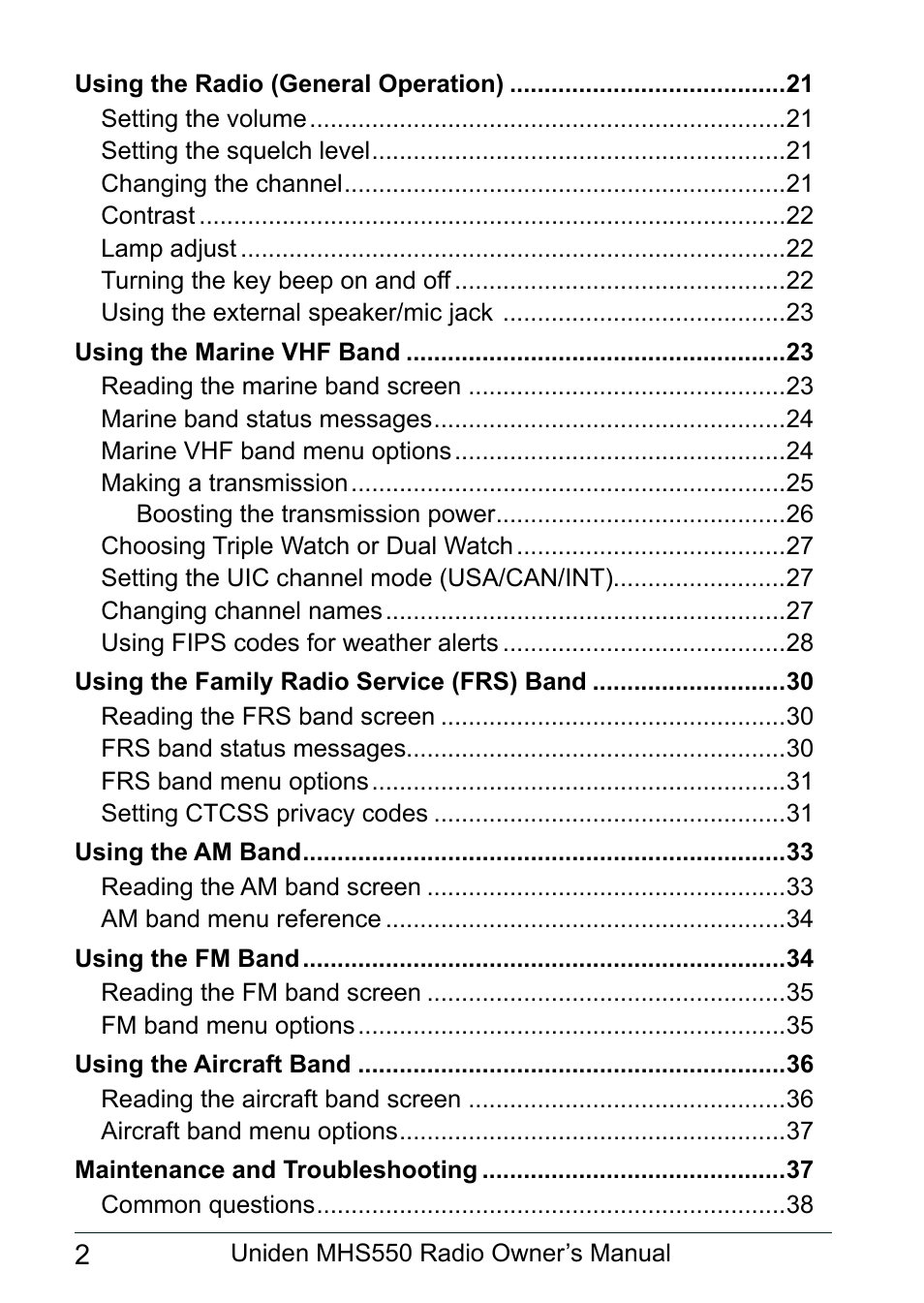 Uniden MHS550 User Manual | Page 4 / 56