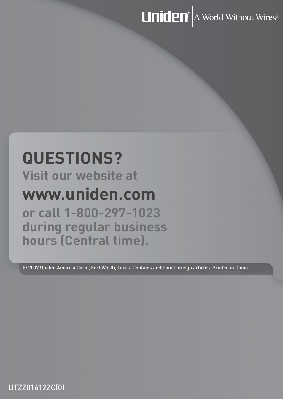 Questions, Visit our website at | Uniden MHS550 User Manual | Page 56 / 56