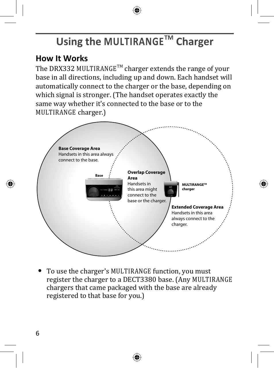 Using the multirange, Charger, How it works | Uniden DRX332 User Manual | Page 6 / 16