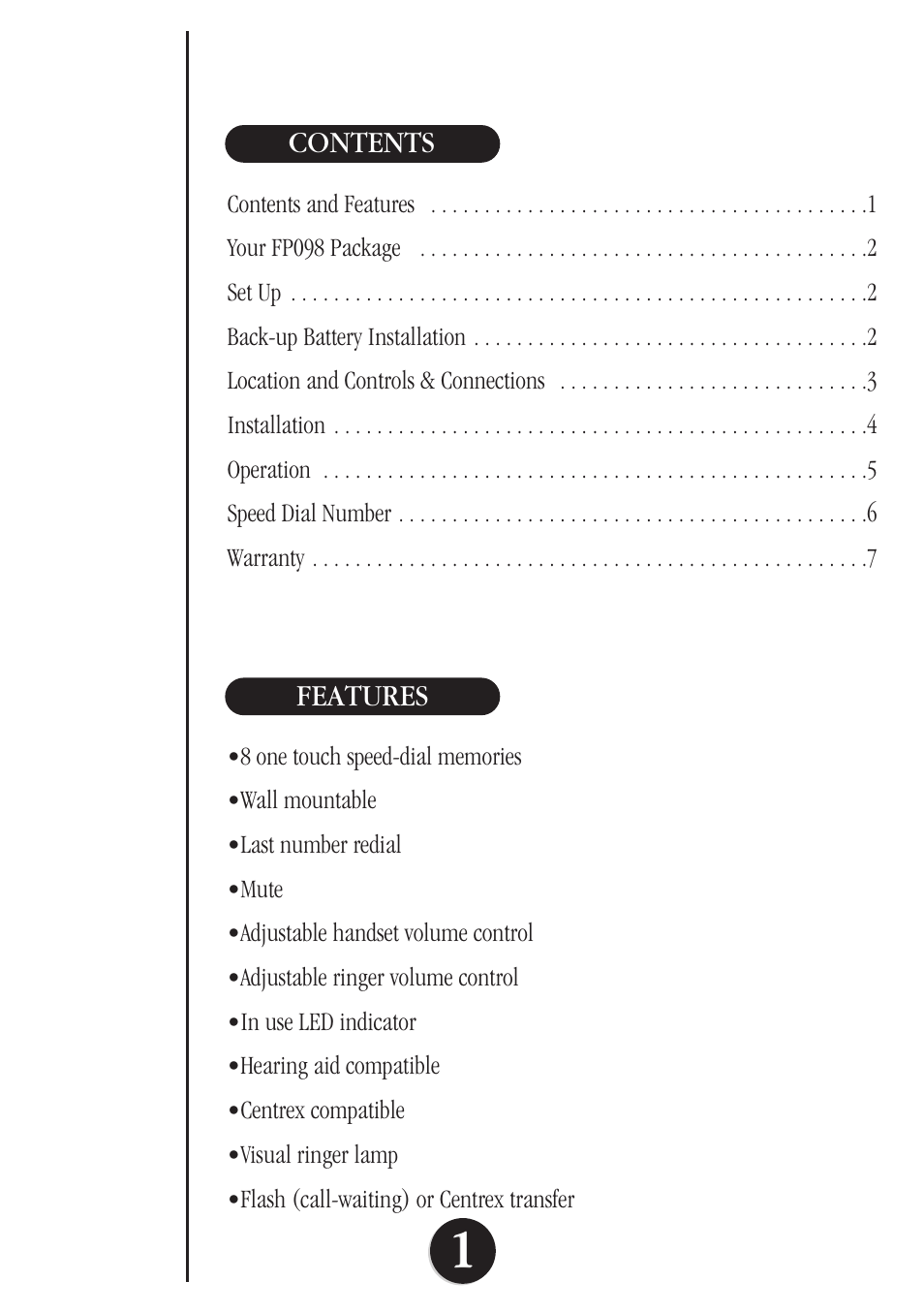 Uniden FP098 User Manual | Page 2 / 8