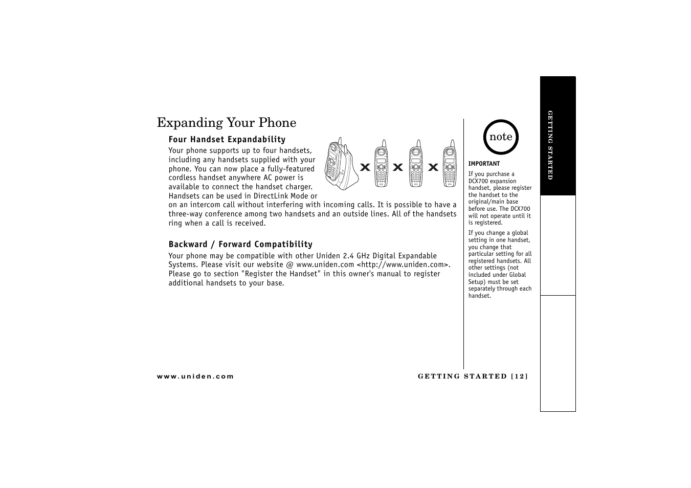 Expanding your phone | Uniden DCT 746M User Manual | Page 13 / 69