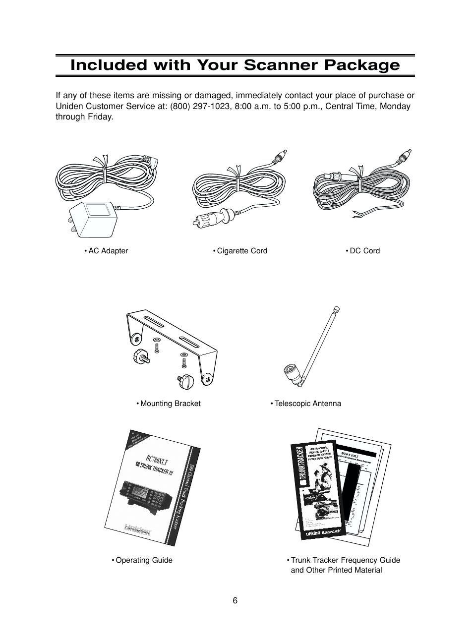 Included with your scanner package | Uniden BC780XLT User Manual | Page 14 / 92