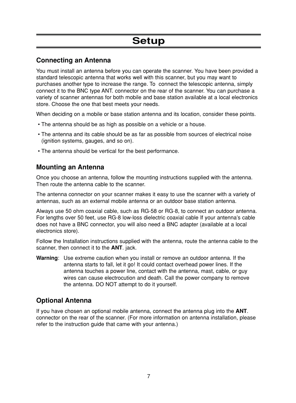 Setup | Uniden BC780XLT User Manual | Page 15 / 92