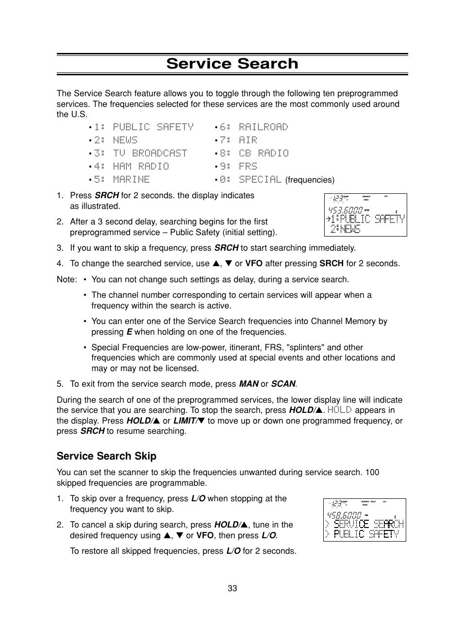 Service search, Service search skip | Uniden BC780XLT User Manual | Page 41 / 92