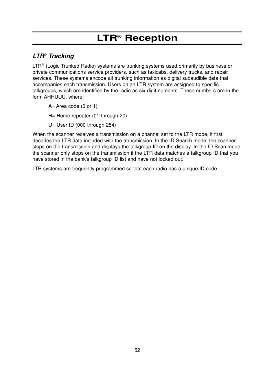 Reception | Uniden BC780XLT User Manual | Page 60 / 92
