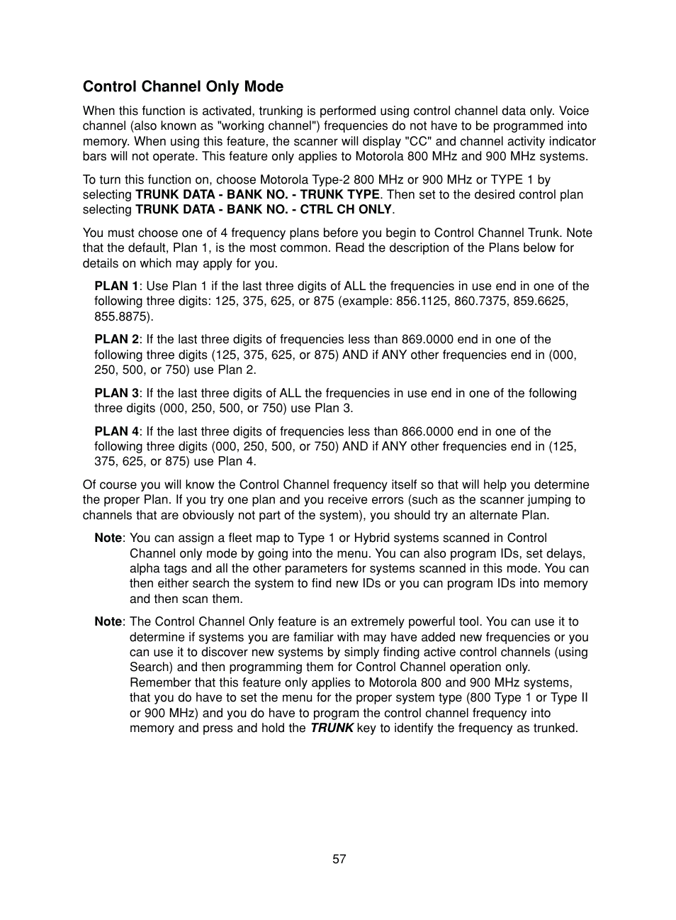 Control channel only mode | Uniden BC780XLT User Manual | Page 65 / 92