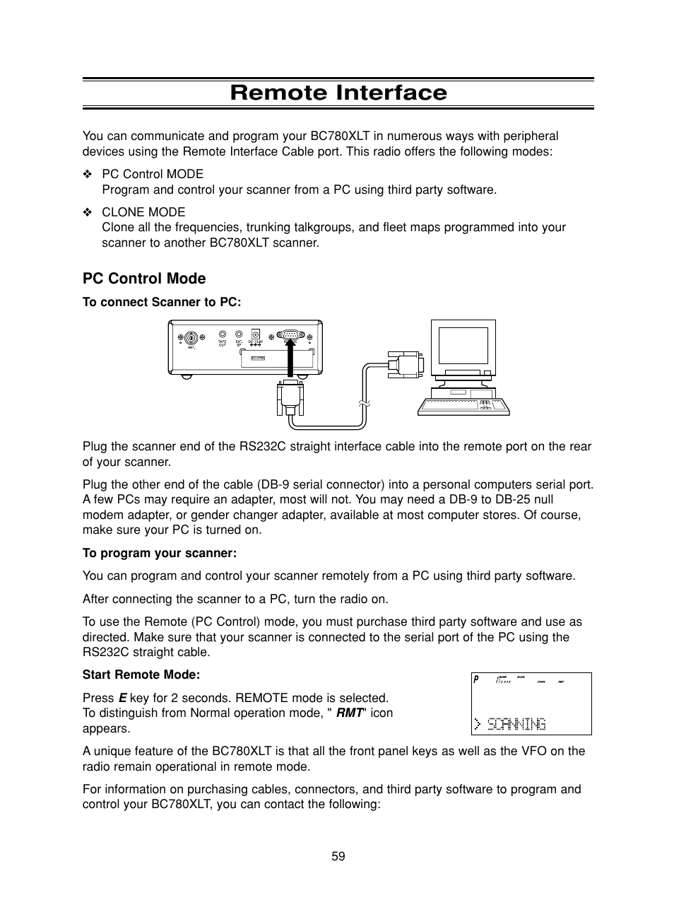 Remote interface | Uniden BC780XLT User Manual | Page 67 / 92