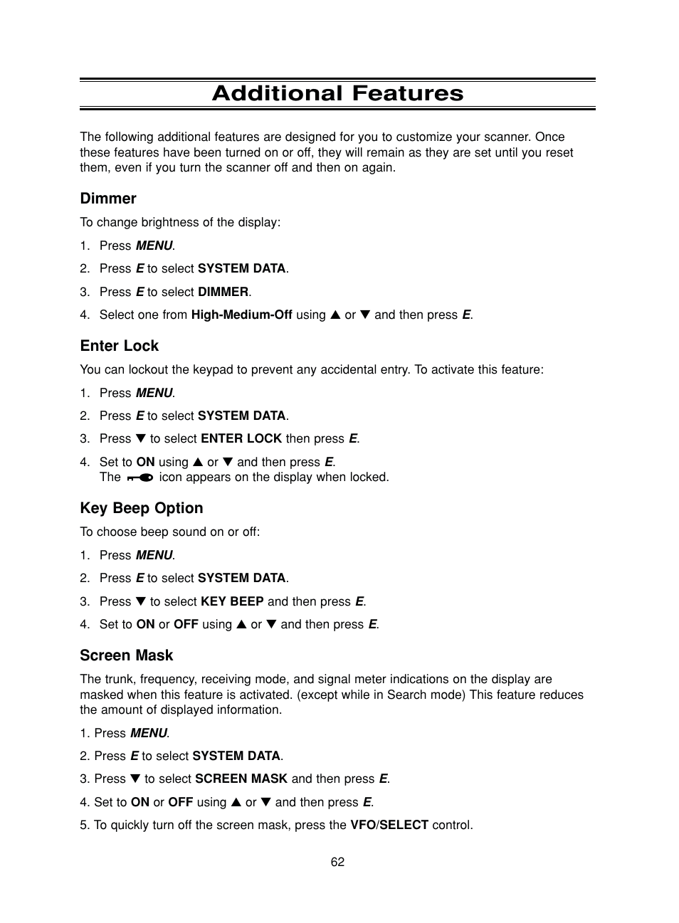 Additional features | Uniden BC780XLT User Manual | Page 70 / 92
