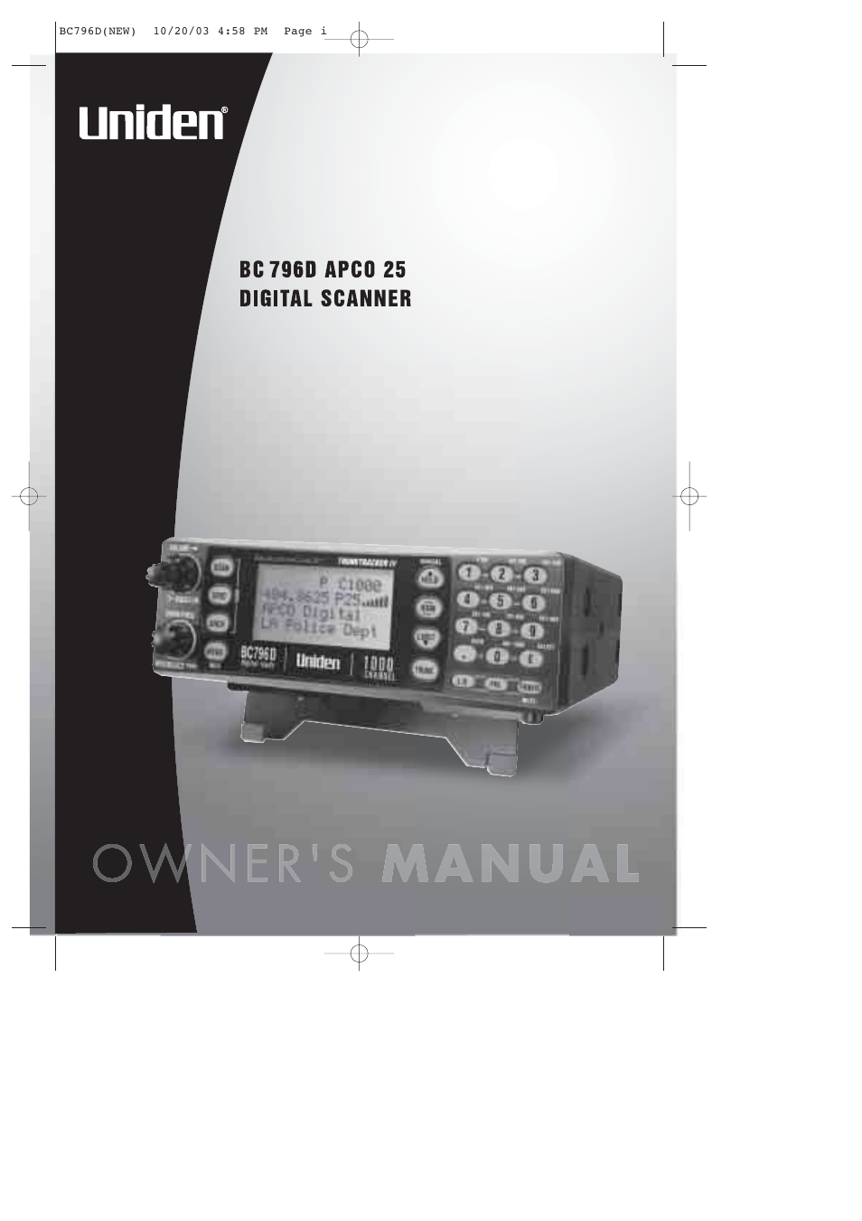 Uniden BC796D APC0 25 User Manual | 84 pages