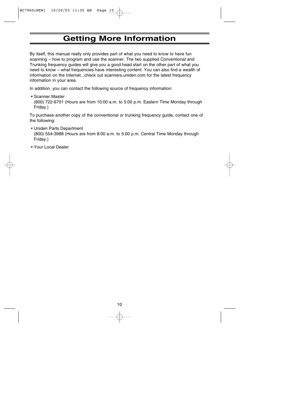 Getting more information | Uniden BC796D APC0 25 User Manual | Page 16 / 84