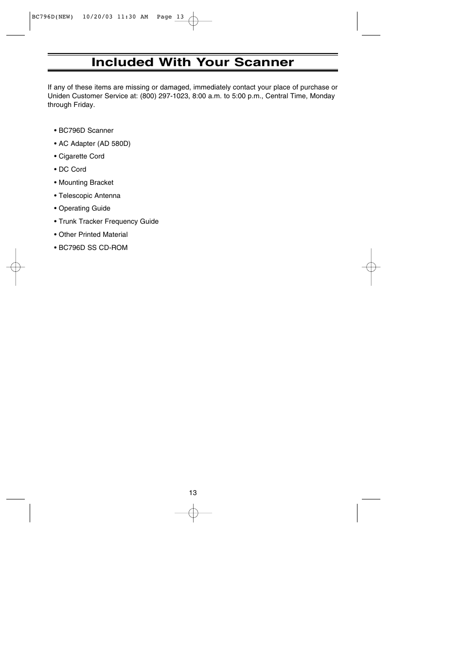 Included with your scanner | Uniden BC796D APC0 25 User Manual | Page 19 / 84