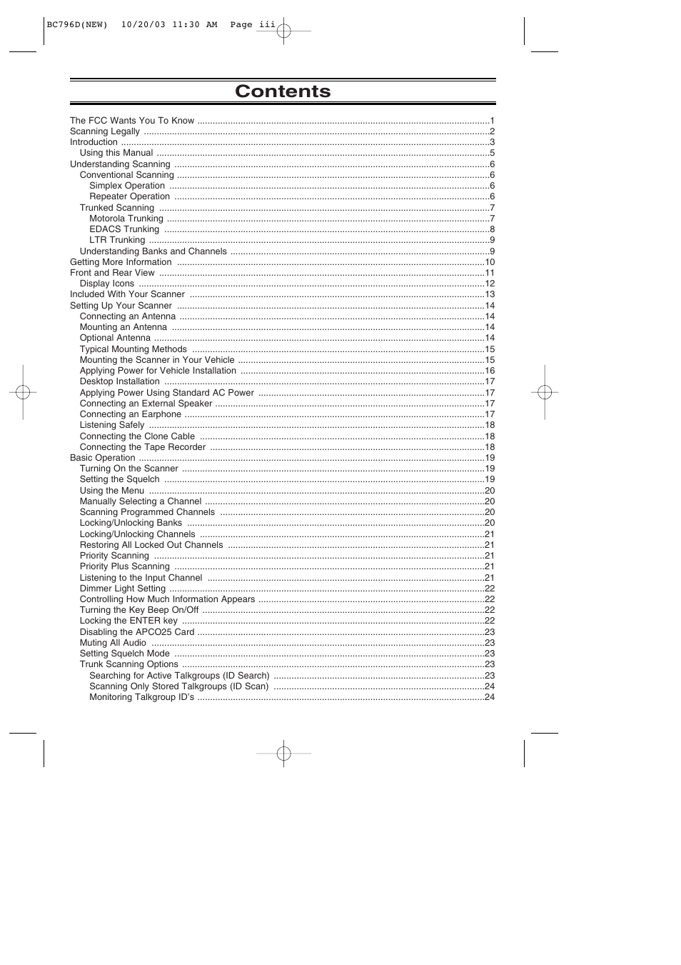 Uniden BC796D APC0 25 User Manual | Page 3 / 84