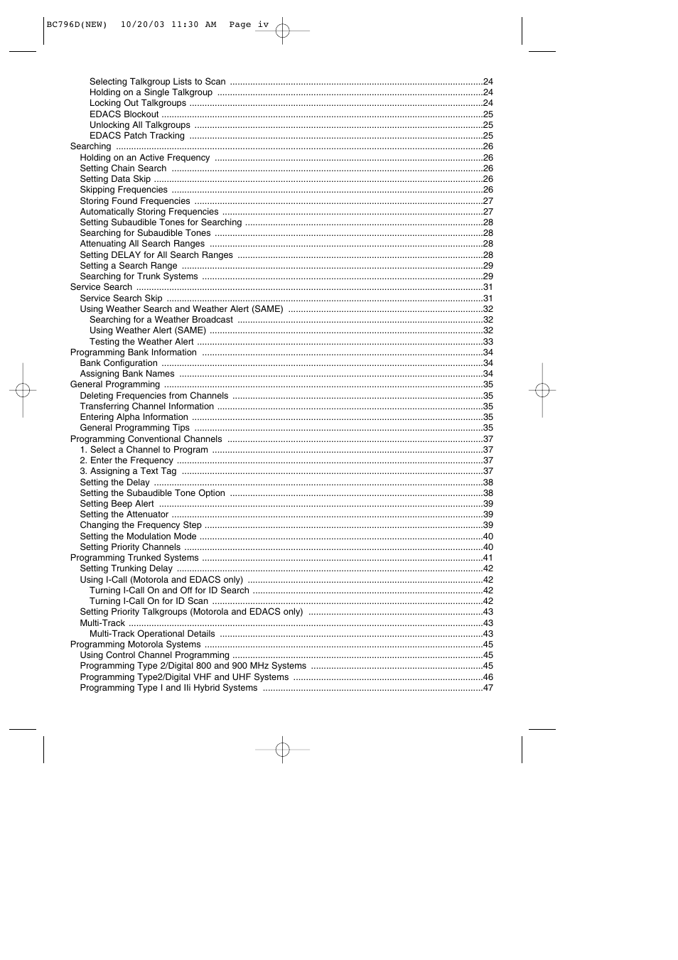 Uniden BC796D APC0 25 User Manual | Page 4 / 84