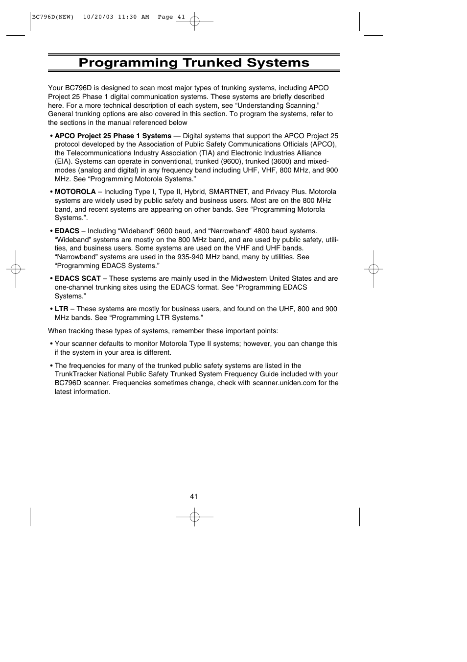 Programming trunked systems | Uniden BC796D APC0 25 User Manual | Page 47 / 84