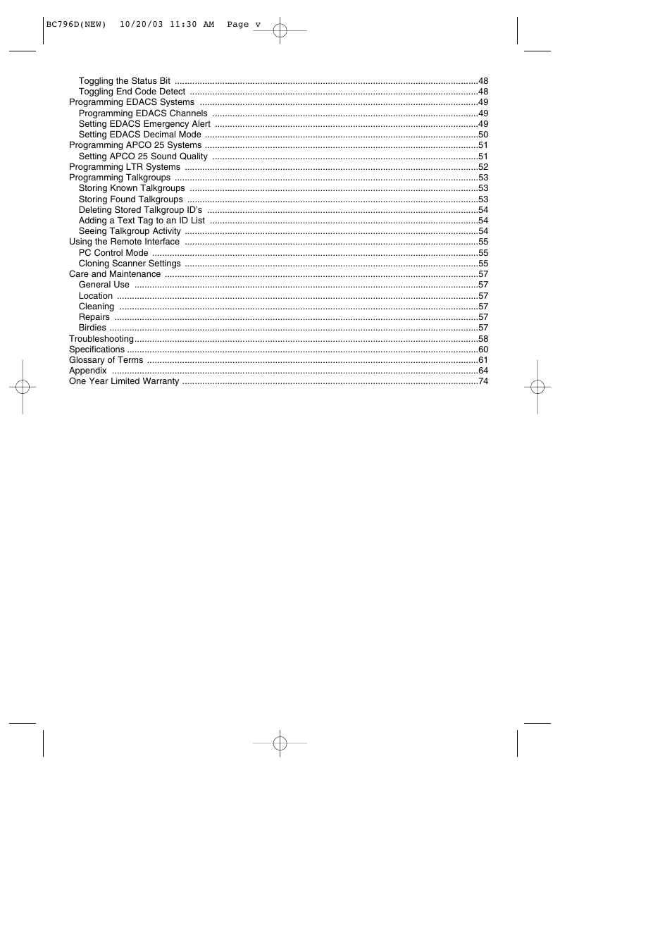 Uniden BC796D APC0 25 User Manual | Page 5 / 84