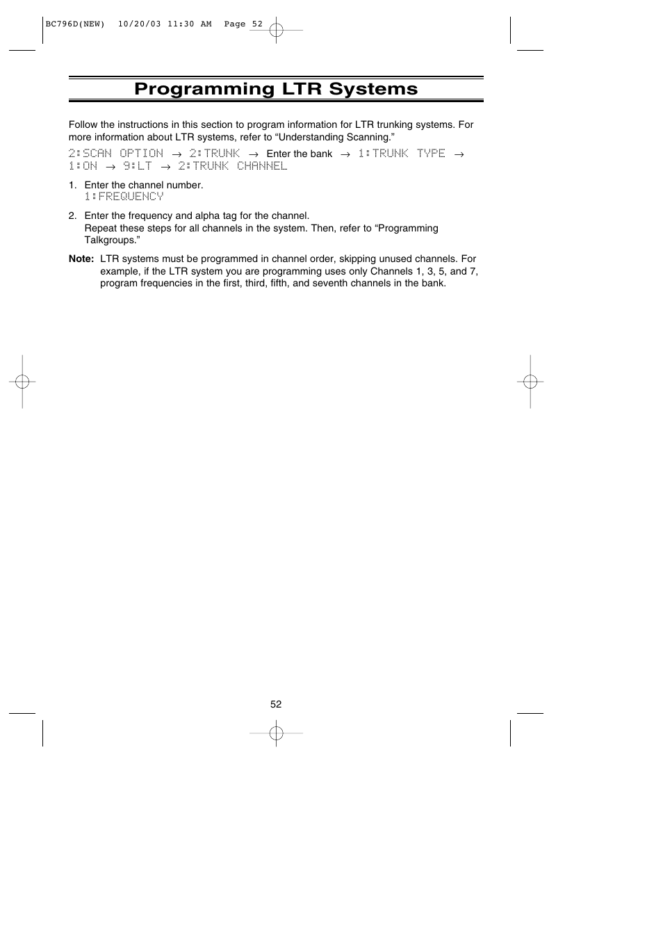 Programming ltr systems | Uniden BC796D APC0 25 User Manual | Page 58 / 84